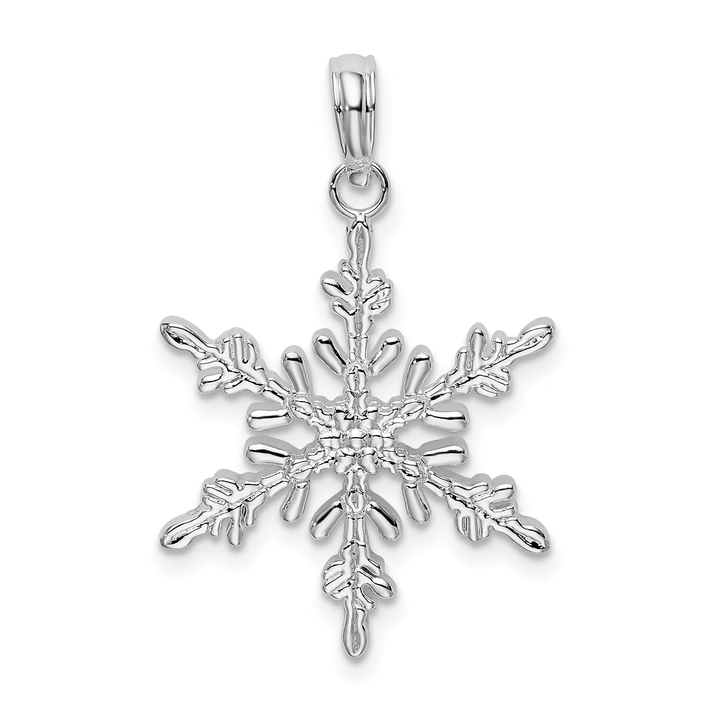 De-Ani Sterling Silver Rhodium-Plated Polished Snowflake Pendant