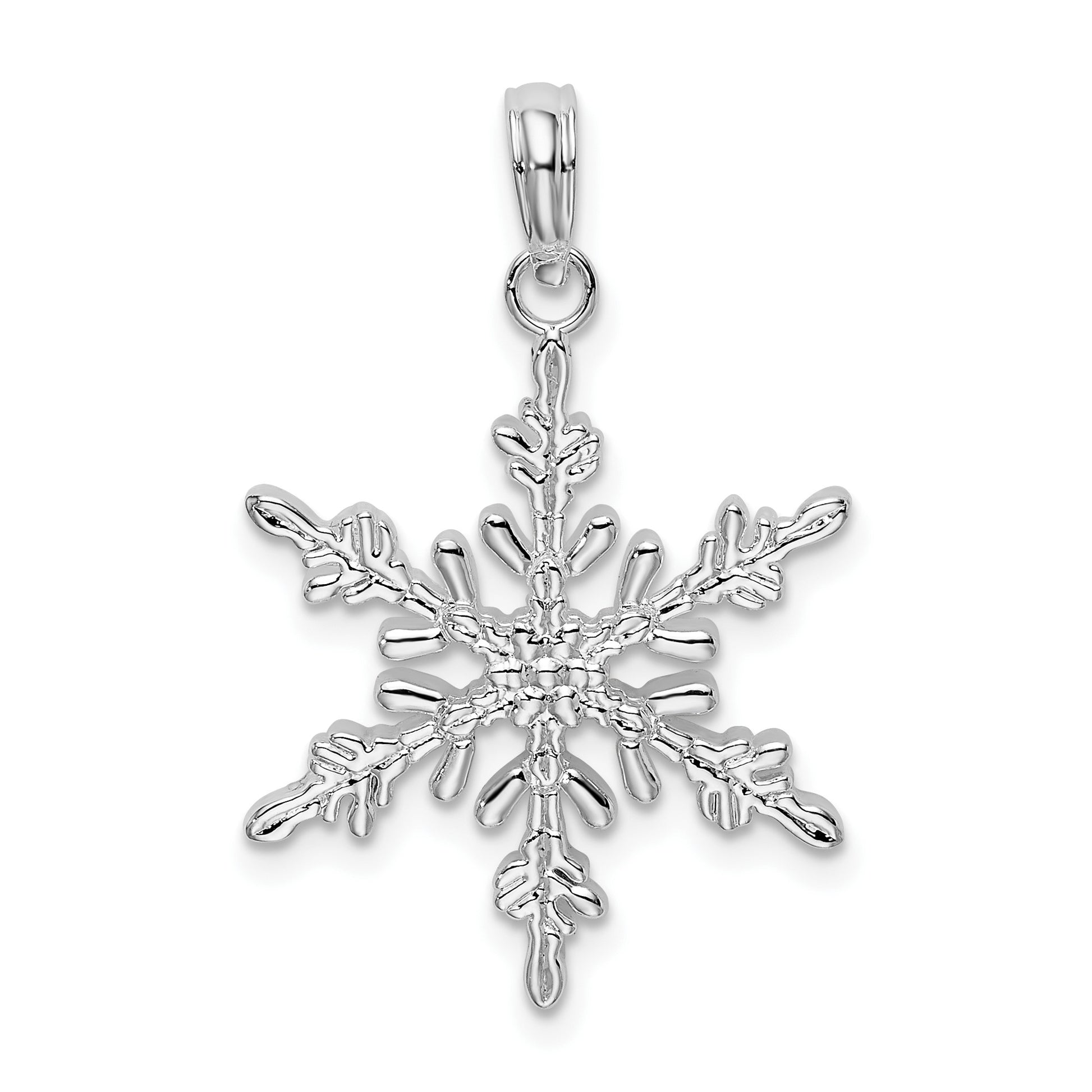De-Ani Sterling Silver Rhodium-Plated Polished Snowflake Pendant