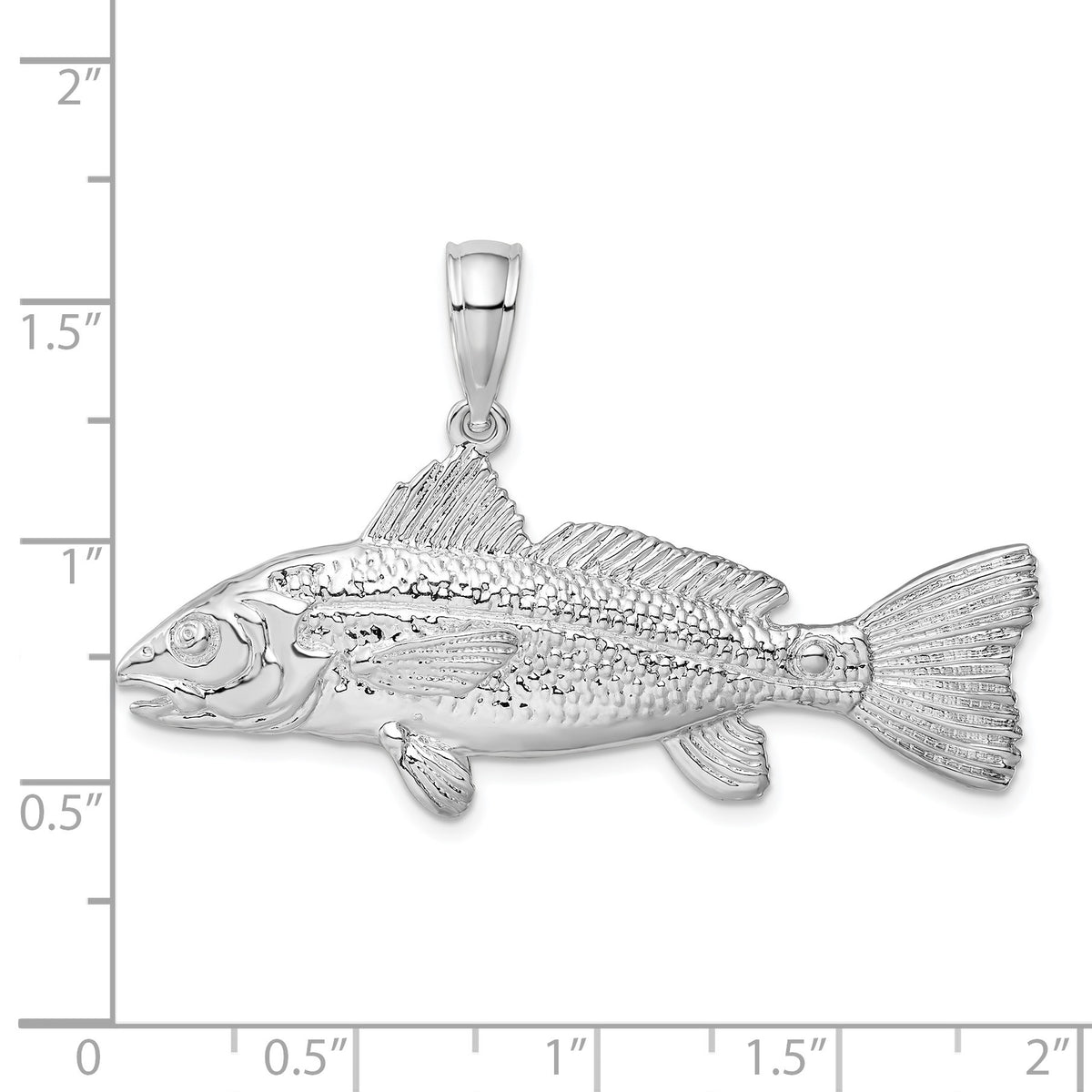De-Ani Sterling Silver Rhodium-Plated Polished 3D Red Fish Pendant