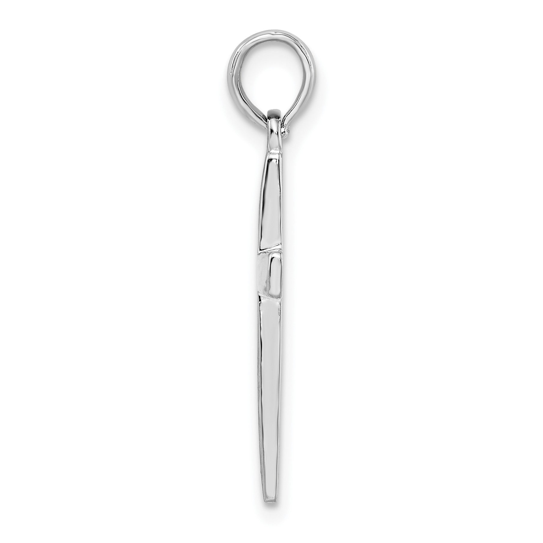 De-Ani Sterling Silver Rhodium-Plated Beveled Latin Cross Pendant