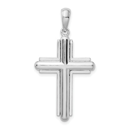 De-Ani Sterling Silver Rounded Cross with Frame Pendant