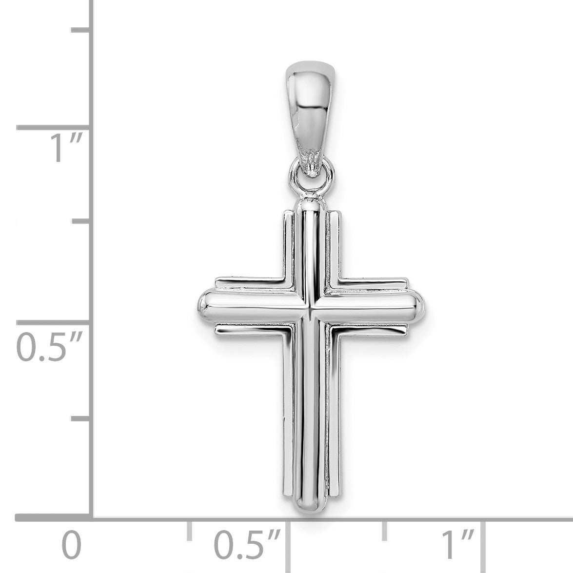 De-Ani Sterling Silver Rounded Cross with Frame Pendant