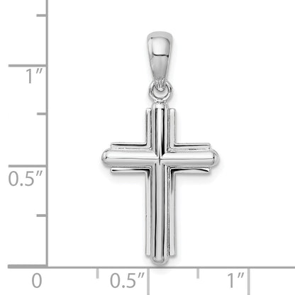 De-Ani Sterling Silver Rounded Cross with Frame Pendant