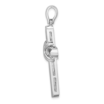 De-Ani Sterling Silver Small Rounded X-Center with Frame Cross Pendant