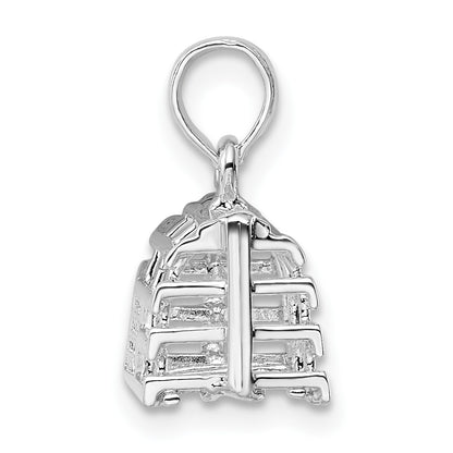 De-Ani Sterling Silver Rhodium-Plated Polished 3D Empty Lobster Trap Pendant