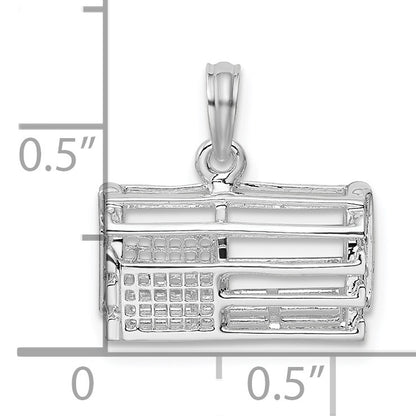 De-Ani Sterling Silver Rhodium-Plated Polished 3D Empty Lobster Trap Pendant