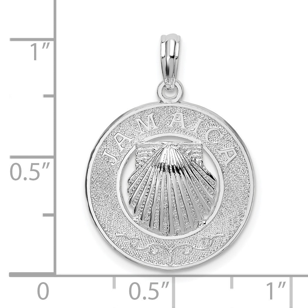De-Ani Sterling Silver Rhodium-Plated Jamaica Round Circle with Shell Pendant