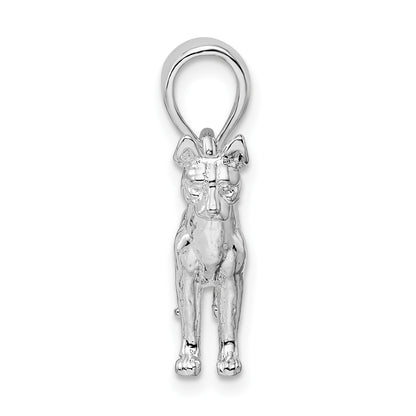 De-Ani Sterling Silver Rhodium-Plated Textured 3D Basenji Dog Pendant