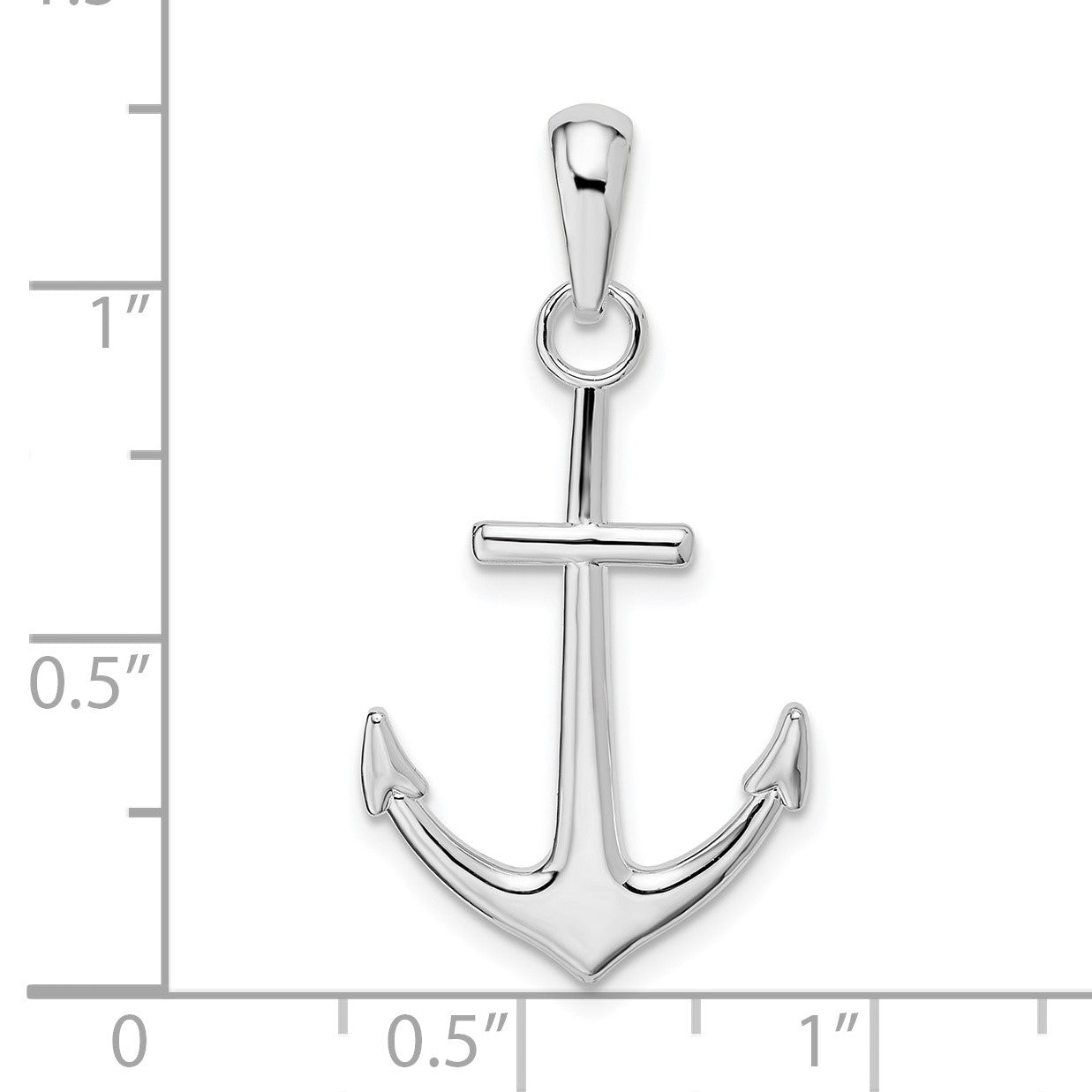 De-Ani Sterling Silver Rhodium-Plated Polished Anchor Pendant