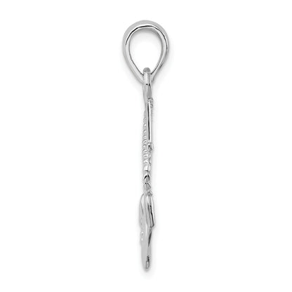 De-Ani Sterling Silver Rhodium-plated Polished 3D Anchor and Rope Pendant