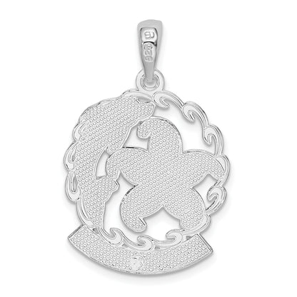 De-Ani Sterling Silver Rhodium-Plated St. Thomas Starfish and Dolphin Pendant
