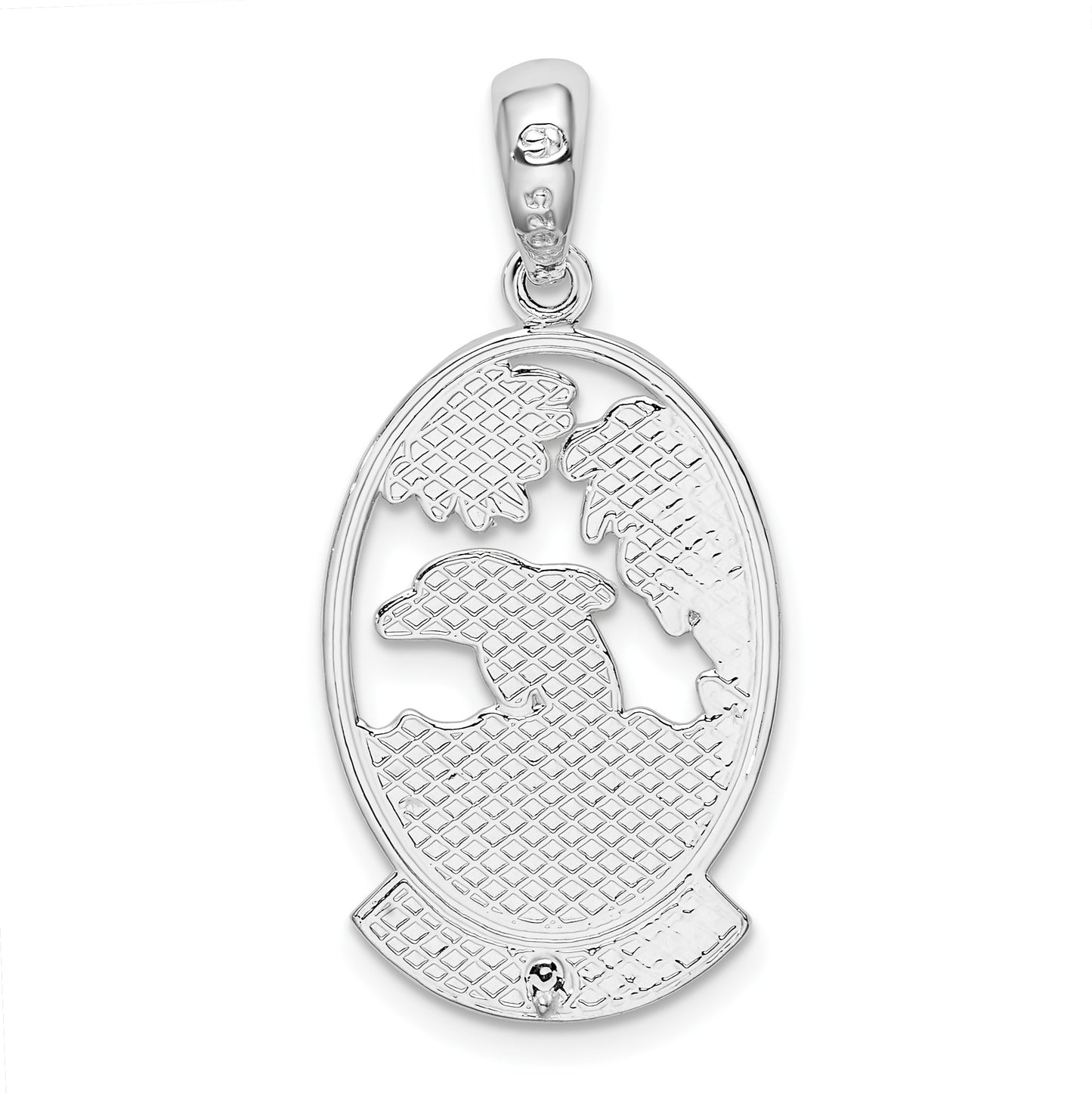 De-Ani Sterling Silver Rhodium-Plated St. Thomas Dolphin Sunset Pendant
