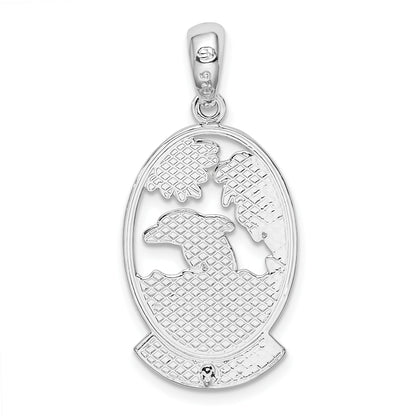 De-Ani Sterling Silver Rhodium-Plated St. Thomas Dolphin Sunset Pendant