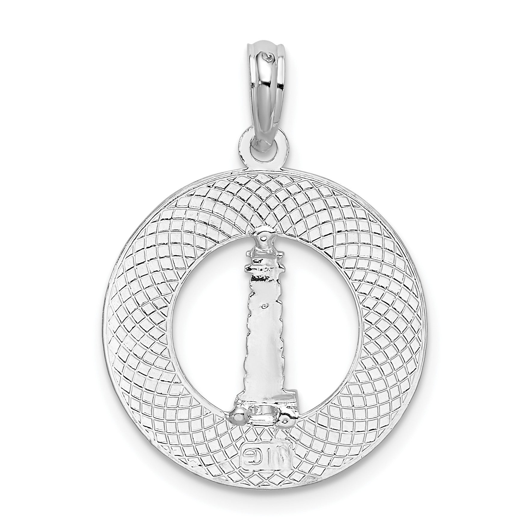 De-Ani Sterling Silver Rhodium-Plated Kennebunkport Circle with Lighthouse Pendant