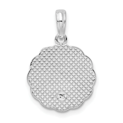 De-Ani Sterling Silver Rhodium-Plated Scalloped Holy Communion Pendant