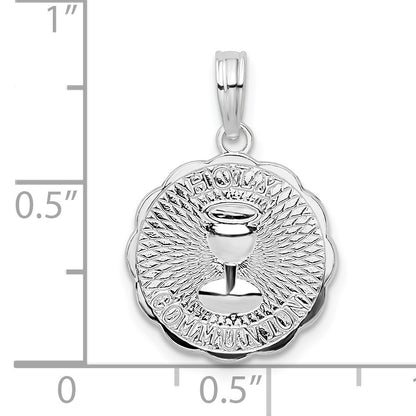 De-Ani Sterling Silver Rhodium-Plated Scalloped Holy Communion Pendant