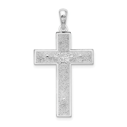 De-Ani Sterling Silver Rhodium-Plated Textured Latin Crucifix Pendant