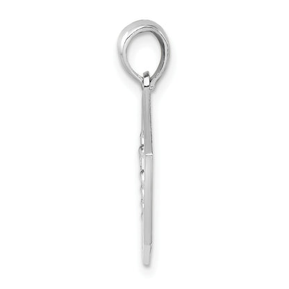 De-Ani Sterling Silver Rhodium-Plated Polished Caduceus Hexagon Disc Pendant