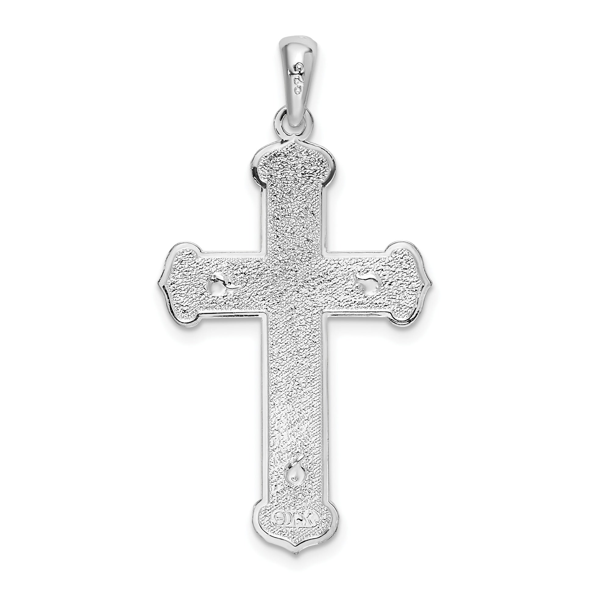 De-Ani Sterling Silver Rhodium-Plated Polished Budded Crucifix Pendant