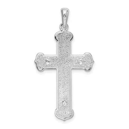 De-Ani Sterling Silver Rhodium-Plated Polished Budded Crucifix Pendant