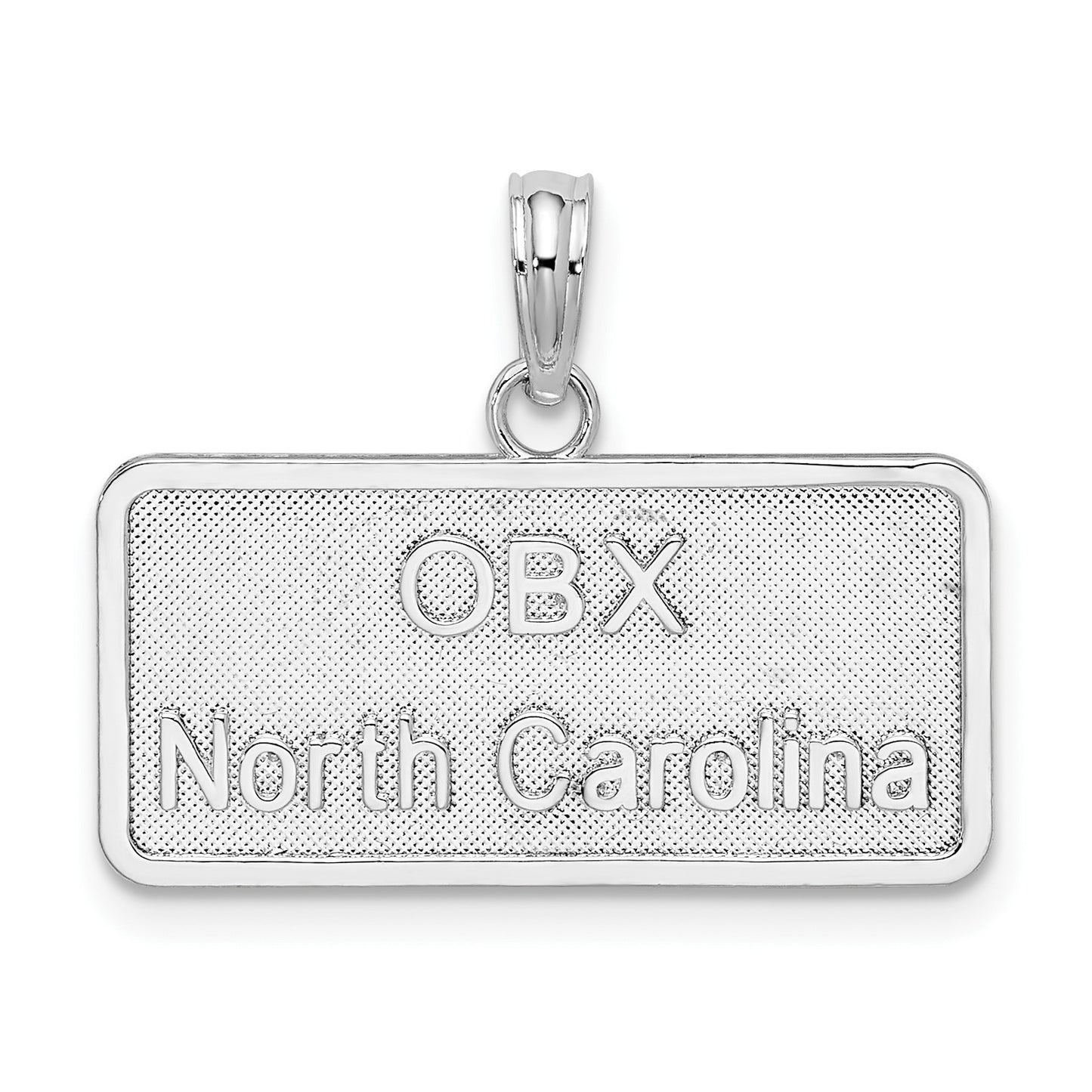 De-Ani Sterling Silver Rhodium-Plated OBX North Carolina License Plate Pendant
