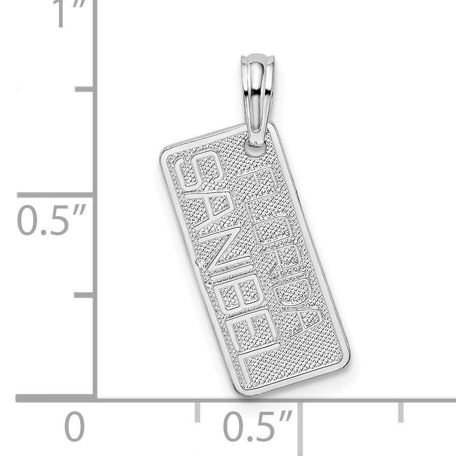 De-Ani Sterling Silver Rhodium-Plated Small Florida Sanibel License Plate Pendant