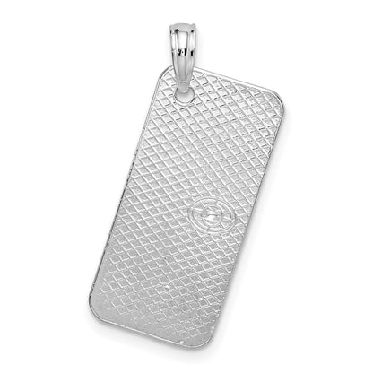 De-Ani Sterling Silver Rhodium-Plated Textured Florida Sanibel License Plate Pendant