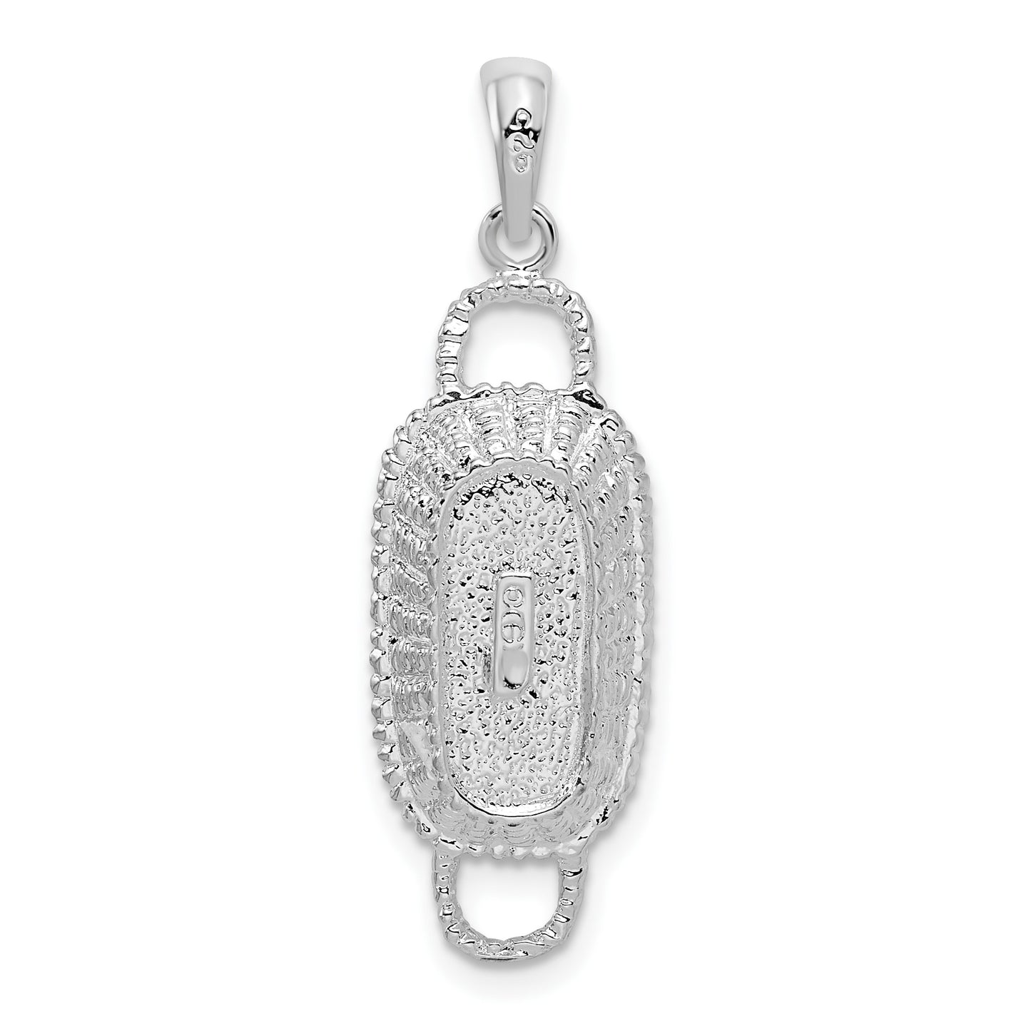 De-Ani Sterling Silver Rhodium-Plated Polished 3D Rectangular Basket Pendant
