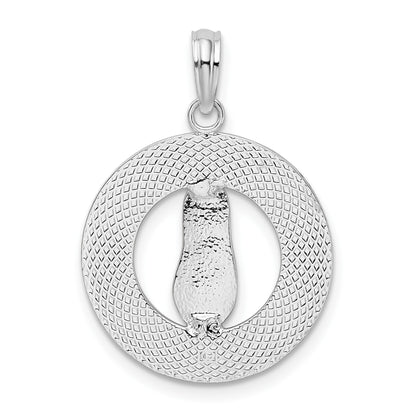 De-Ani Sterling Silver Rhodium-Plated Ocean City Maryland Circle with Flip-flop Pendant