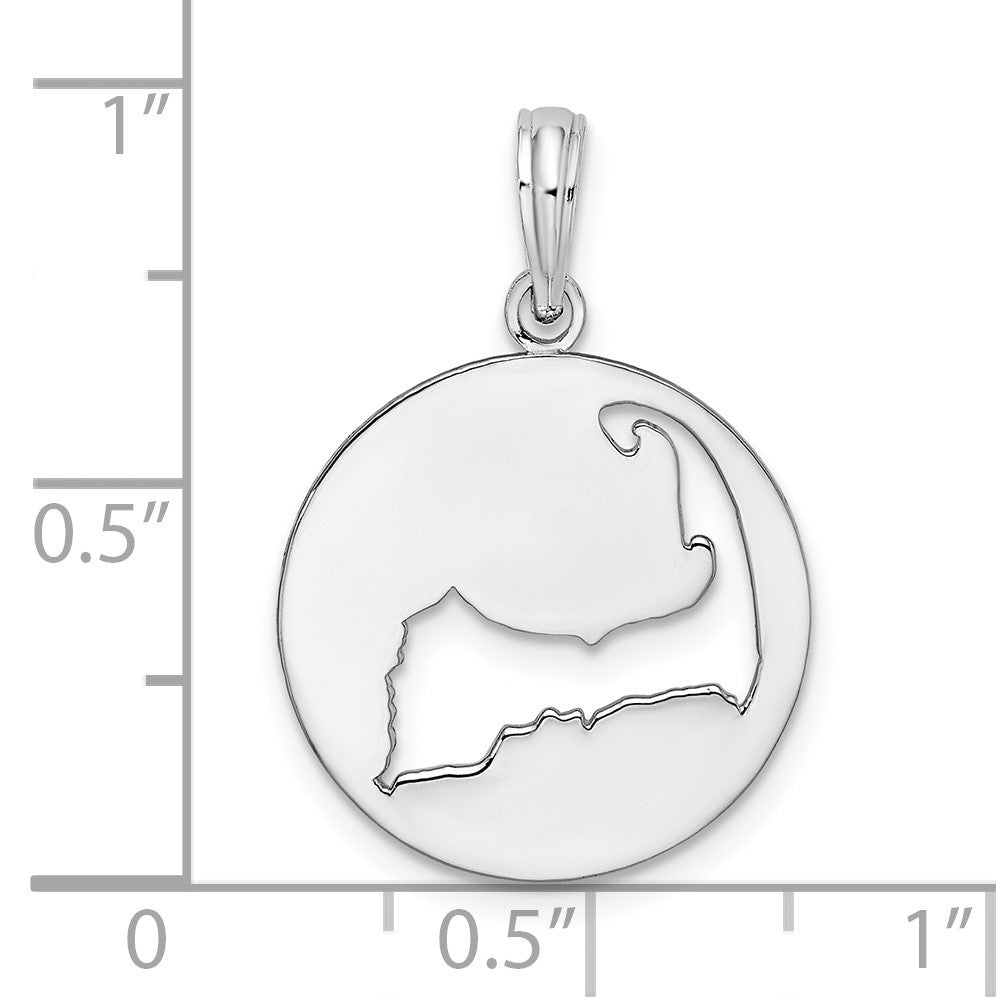 De-Ani Sterling Silver Rhodium-plated Polished Cape Cod Cut-Out Pendant