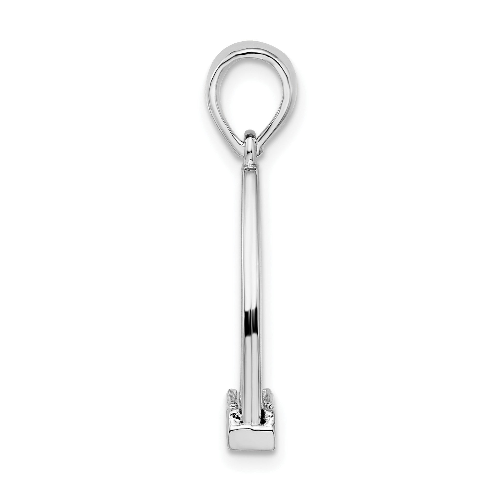De-Ani Sterling Silver Rhodium-plated Polished 3D Large Horse Stirrup Pendant