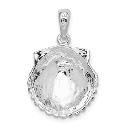 De-Ani Sterling Silver Rhodium-Plated Polished Scallop Shell Pendant