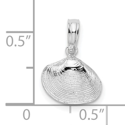 De-Ani Sterling Silver Rhodium-Plated Polished Clam Shell Pendant