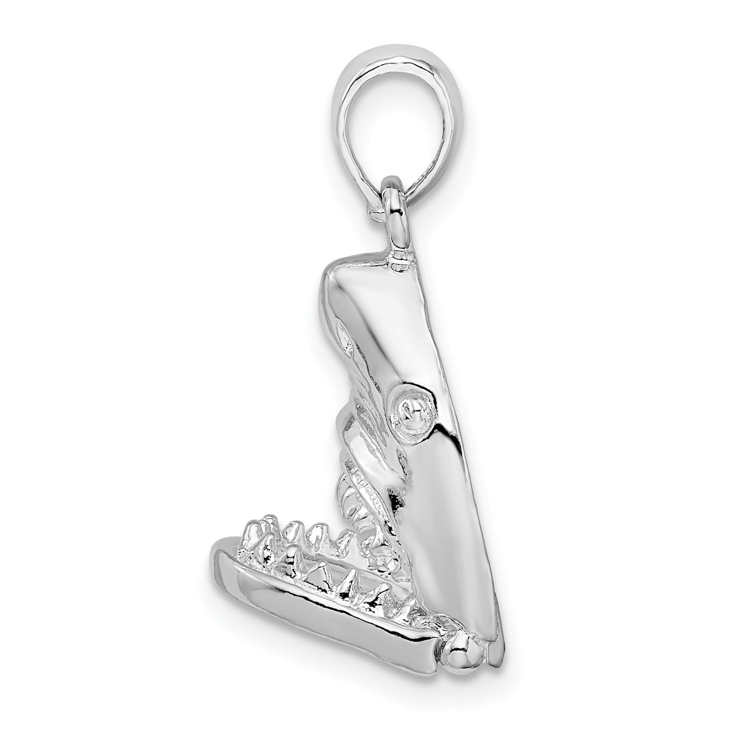 De-Ani Sterling Silver Rhodium-Plated Polished Moveable Shark Head Pendant