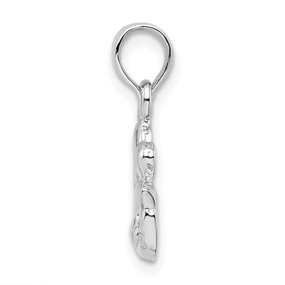 De-Ani Sterling Silver Rhodium-Plated Polished I Heart My Cat Pendant