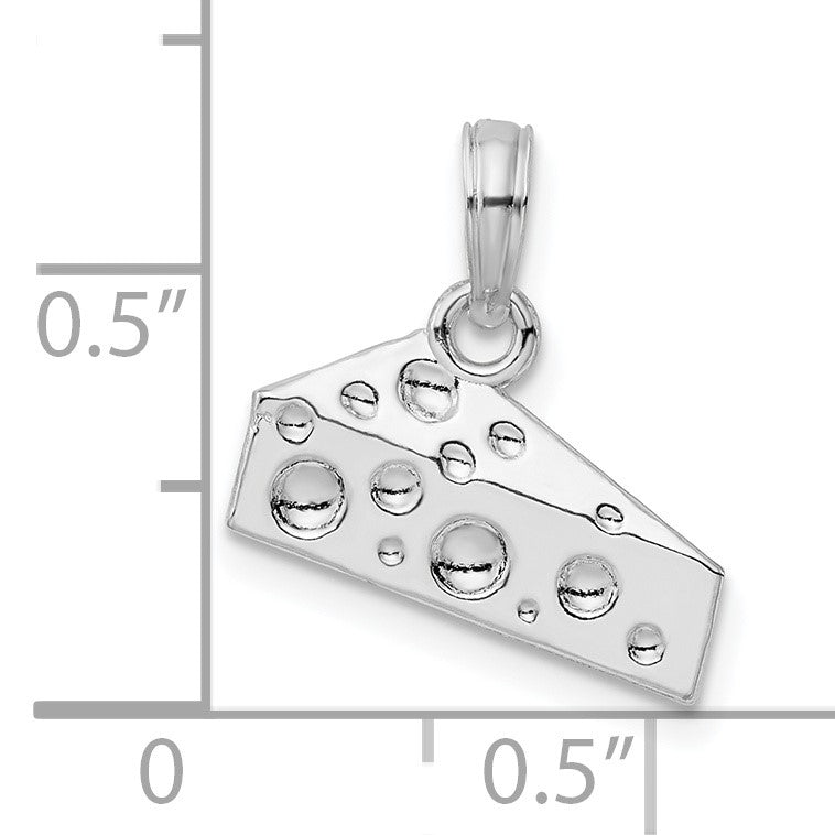 De-Ani Sterling Silver Rhodium-Plated Polished Cheese Wedge Pendant