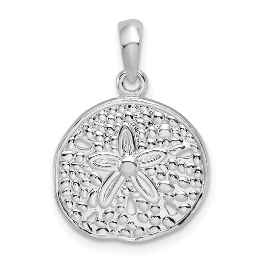 De-Ani Sterling Silver Rhodium-Plated Polished Sand Dollar Pendant