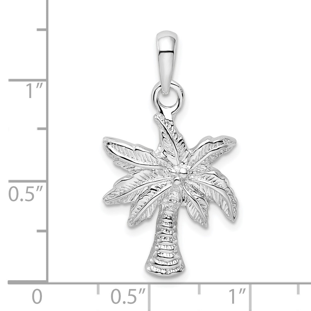 De-Ani Sterling Silver Rhodium-Plated Polished Palm Tree Pendant