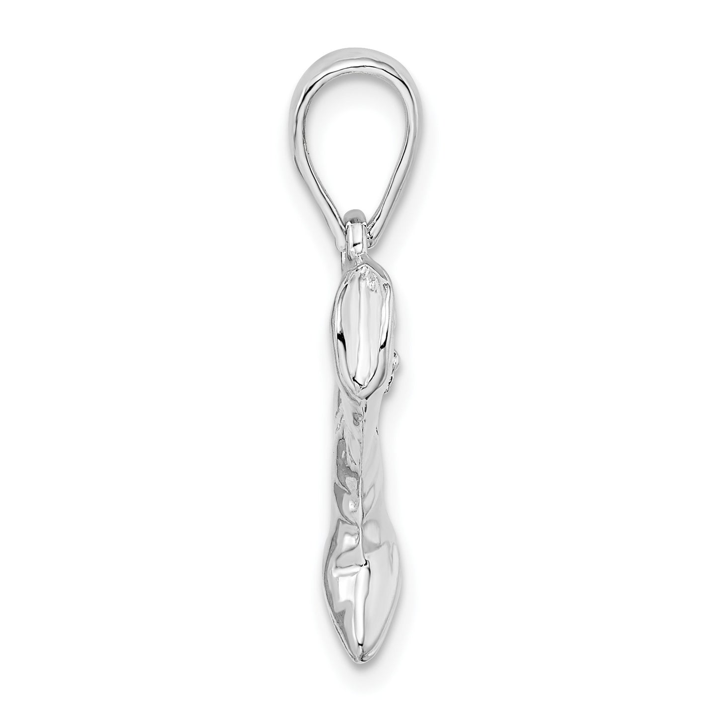 De-Ani Sterling Silver Rhodium-Plated Polished 3D Cowboy Boot Pendant