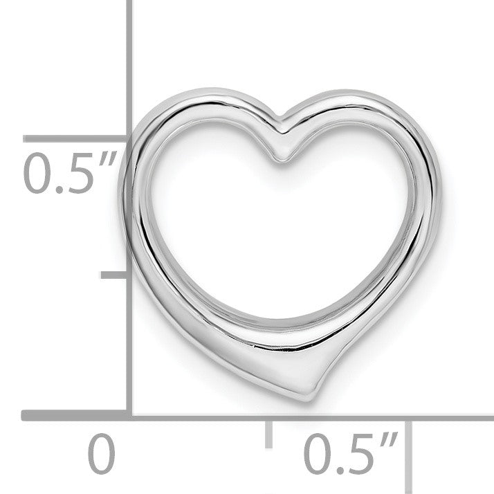 De-Ani Sterling Silver Rhodium-plated Polished 3D Solid Floating Heart Pendant
