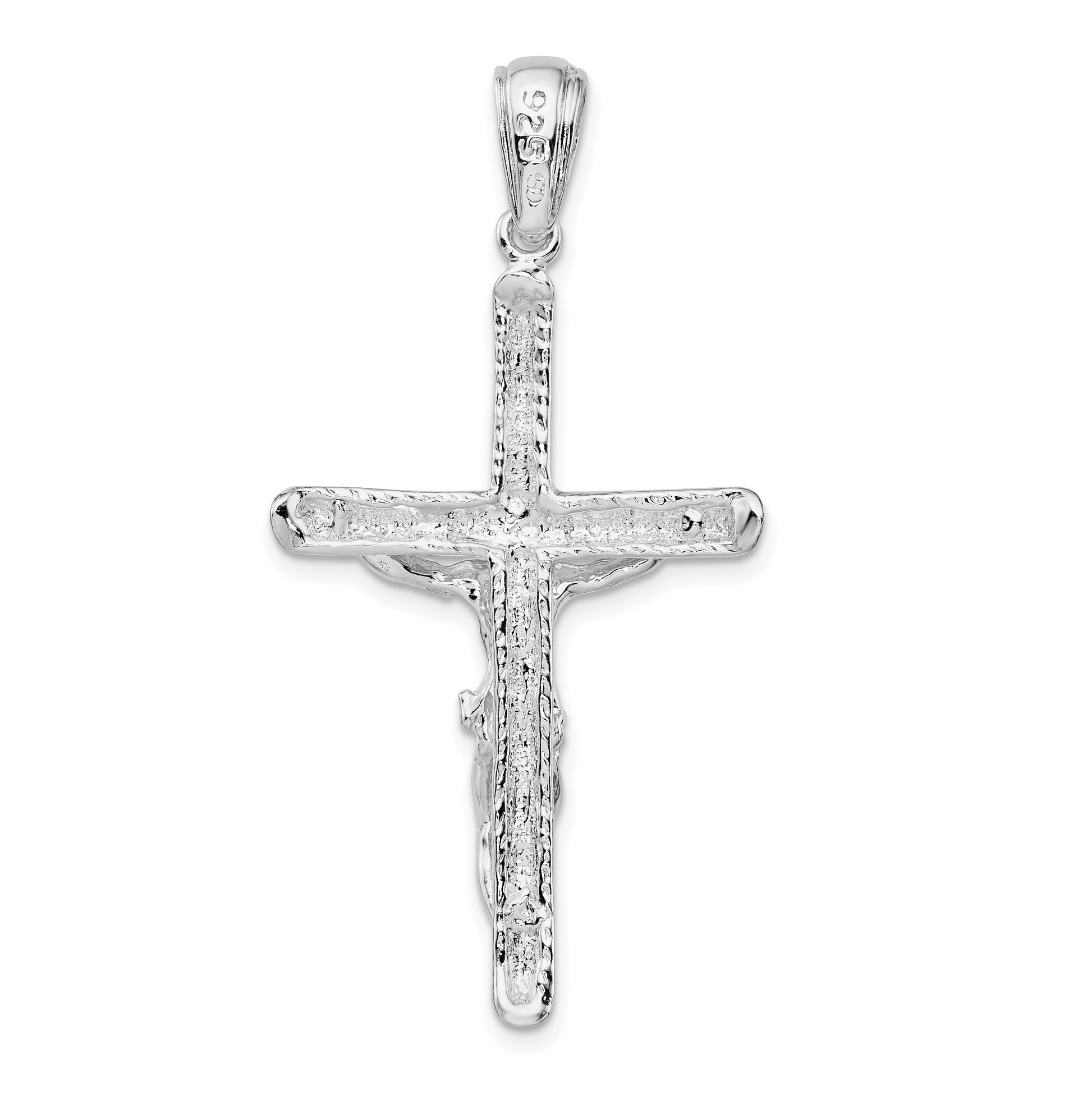 De-Ani Sterling Silver Rhodium-Plated Textured Crucifix Pendant