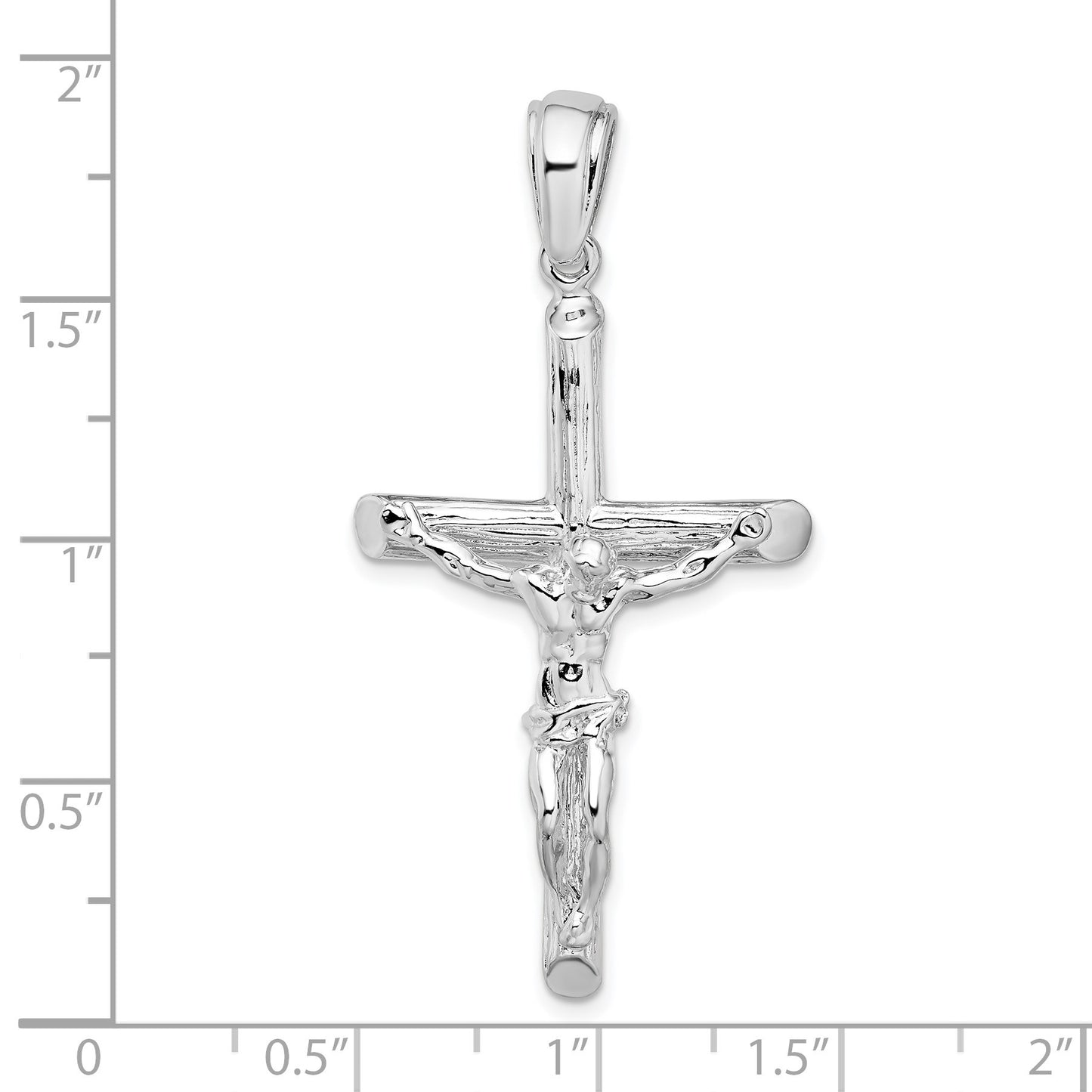 De-Ani Sterling Silver Rhodium-Plated Textured Crucifix Pendant