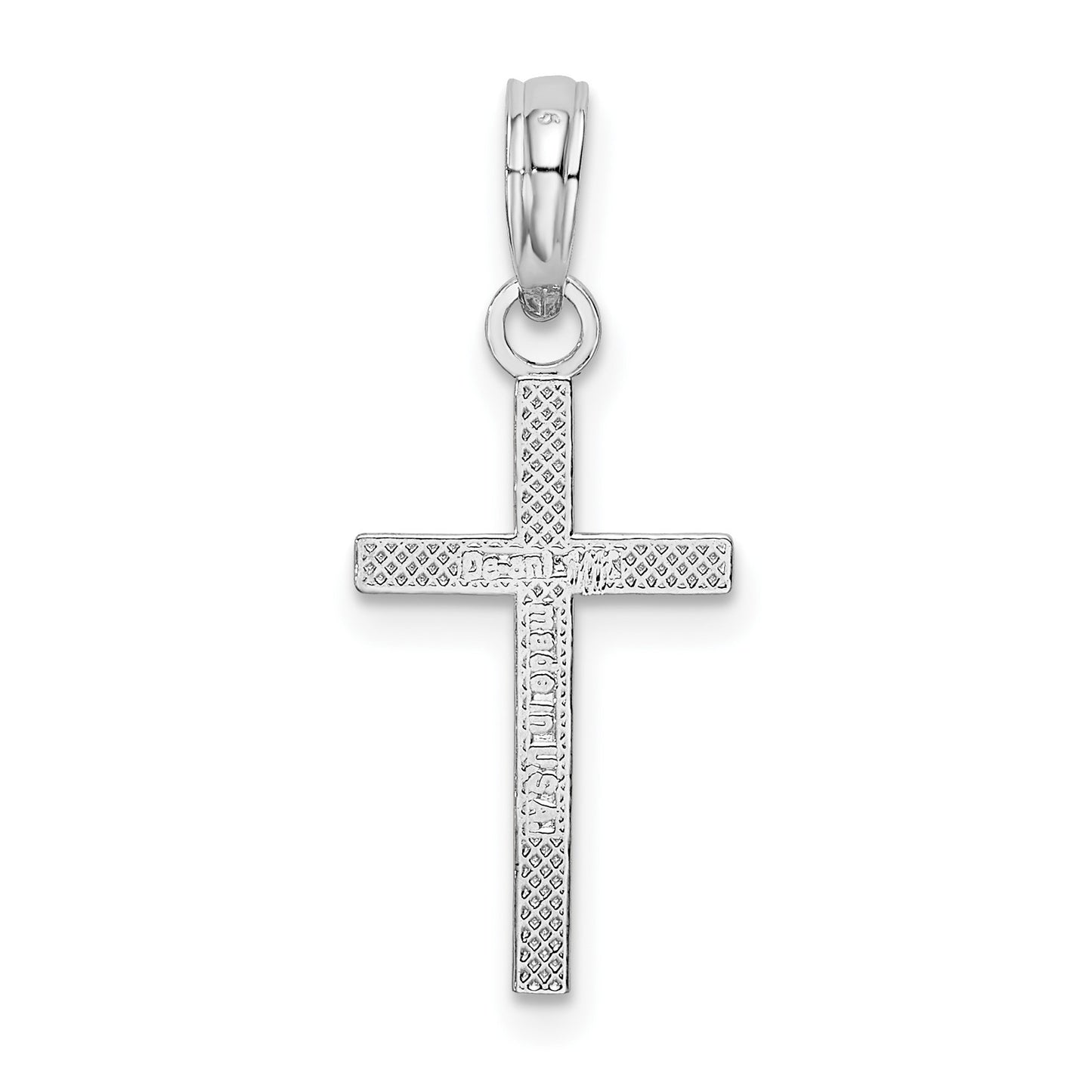 De-Ani Sterling Silver Rhodium-plated Polished Flat Latin Cross Pendant