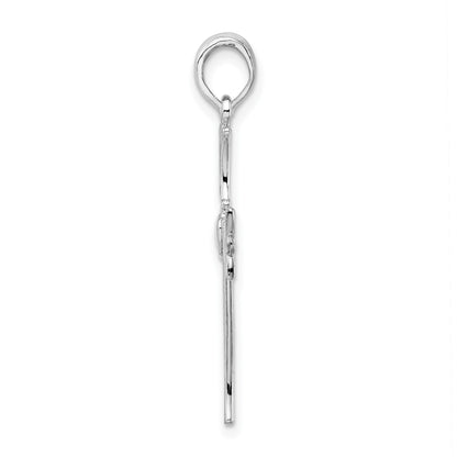 De-Ani Sterling Silver Rhodium-Plated Polished Cut-Out Claddagh Cross Pendant