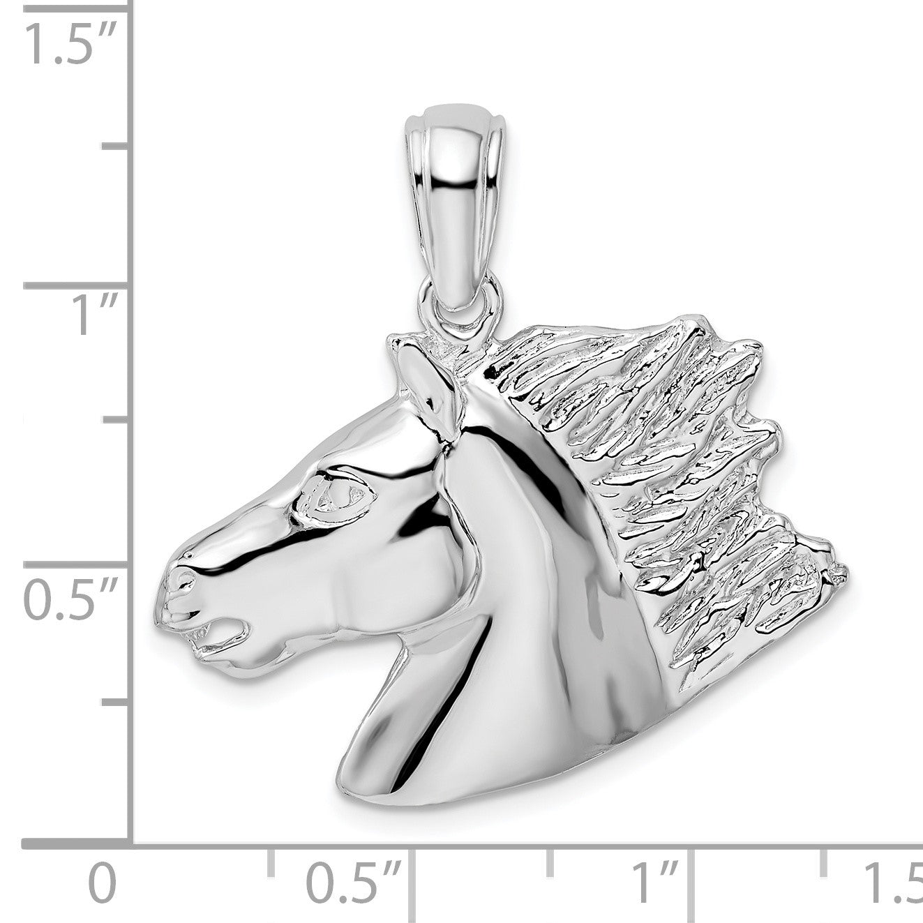 De-Ani Sterling Silver Rhodium-Plated Polished Horse Head Pendant