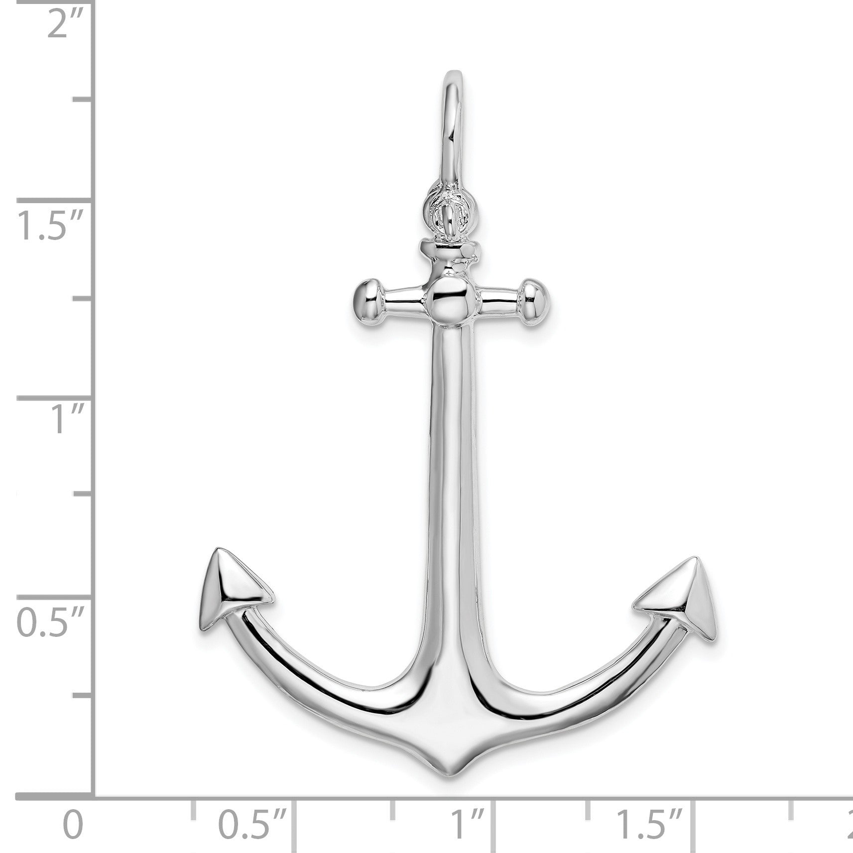 De-Ani Sterling Silver Rhodium-Plated Polished 3D Large Anchor Pendant