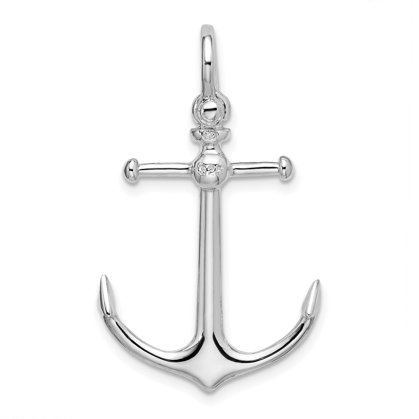 De-Ani Sterling Silver Rhodium-Plated Polished 3D Anchor Pendant
