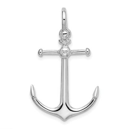 De-Ani Sterling Silver Rhodium-Plated Polished 3D Anchor Pendant
