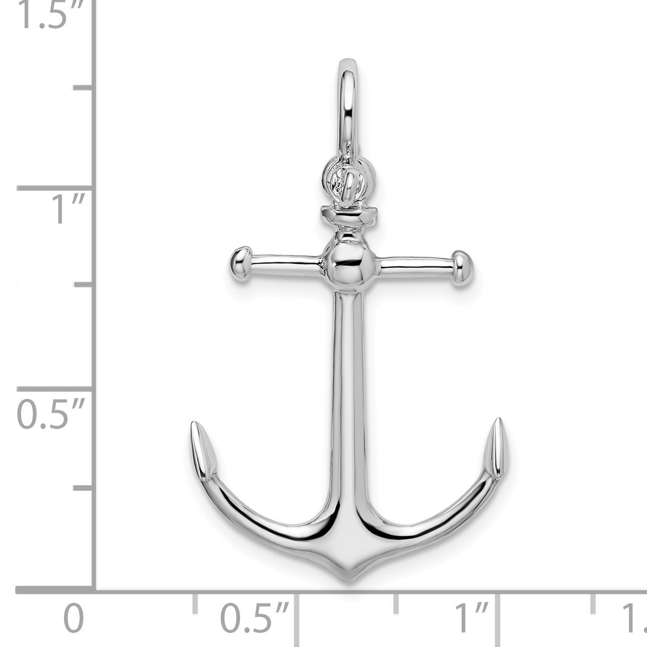 De-Ani Sterling Silver Rhodium-Plated Polished 3D Anchor Pendant