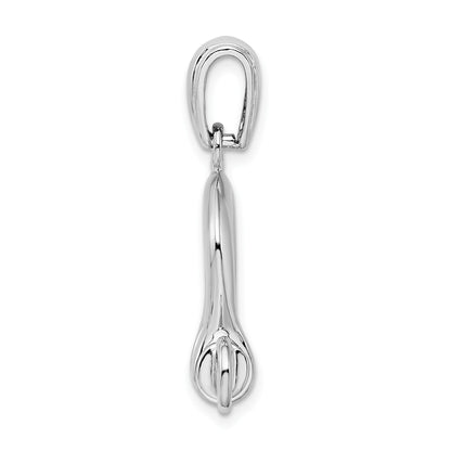 De-Ani Sterling Silver Rhodium-Plated Polished 3D Large Shackle Link Pendant
